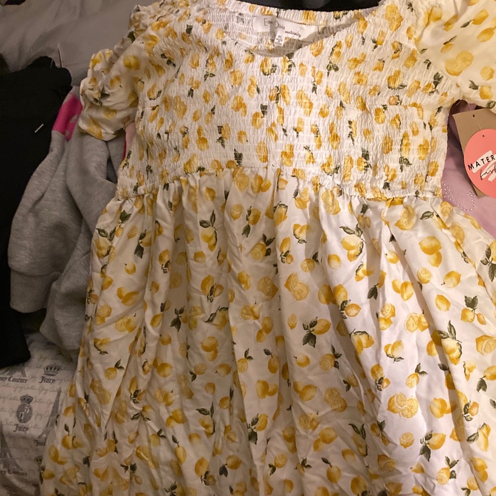 Yellow and white lemon maternity fashion dress